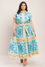 BLUE REGALIA WOVEN MIDI DRESS