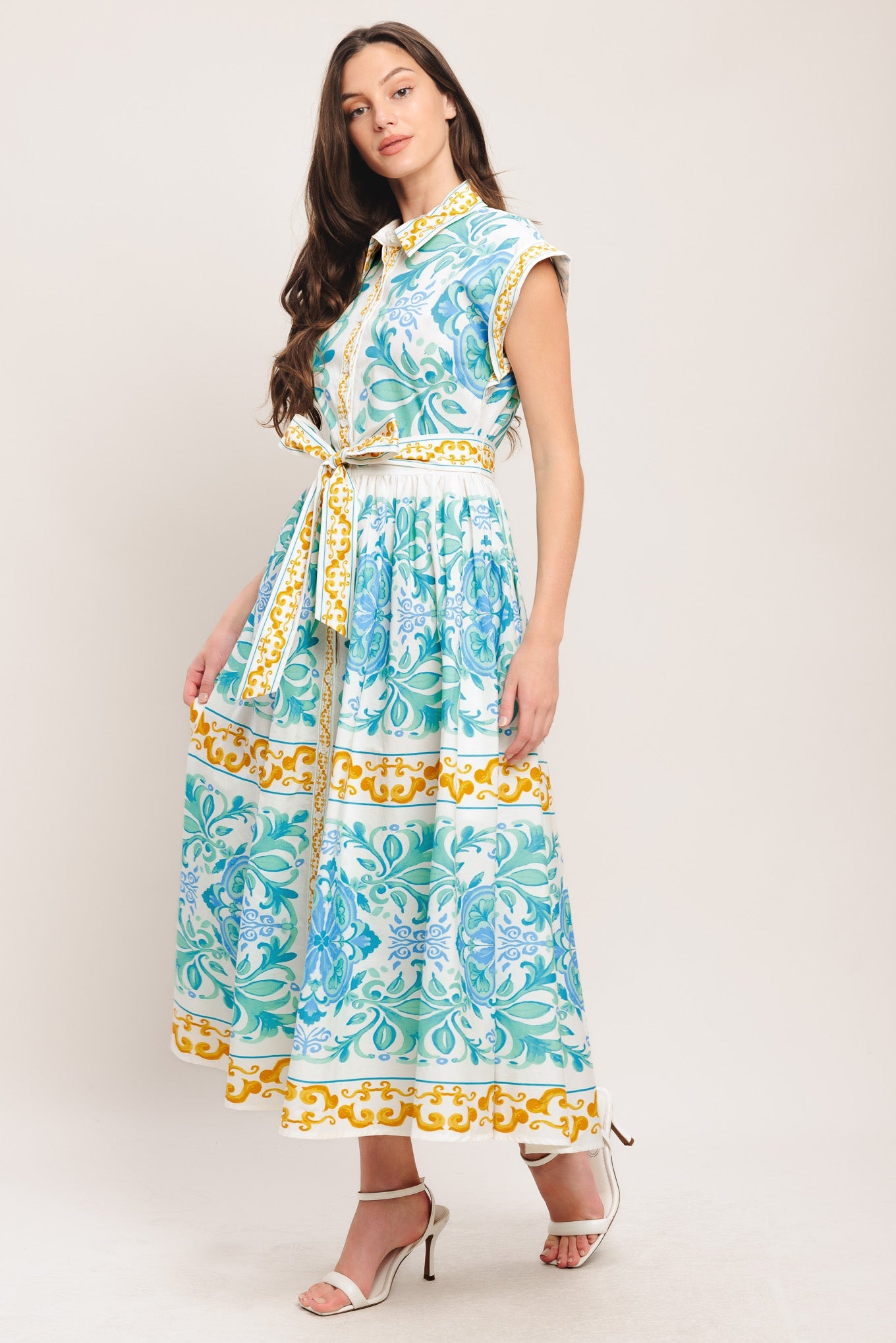 BLUE REGALIA WOVEN MIDI DRESS
