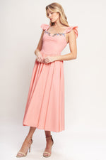 BLUSHED WITH LOVE WOVEN MIDI DRESS
