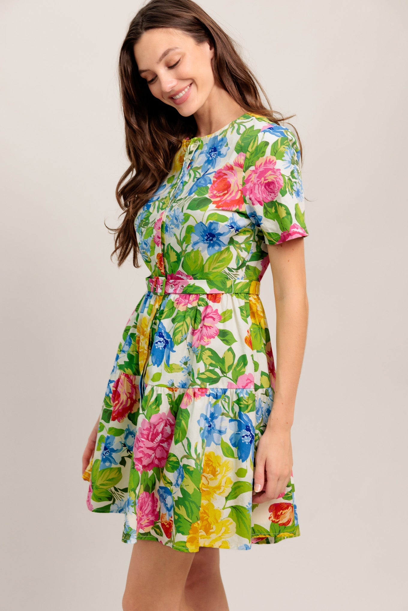 SUNSHINE IN FULL BLOOM WOVEN MINI DRESS