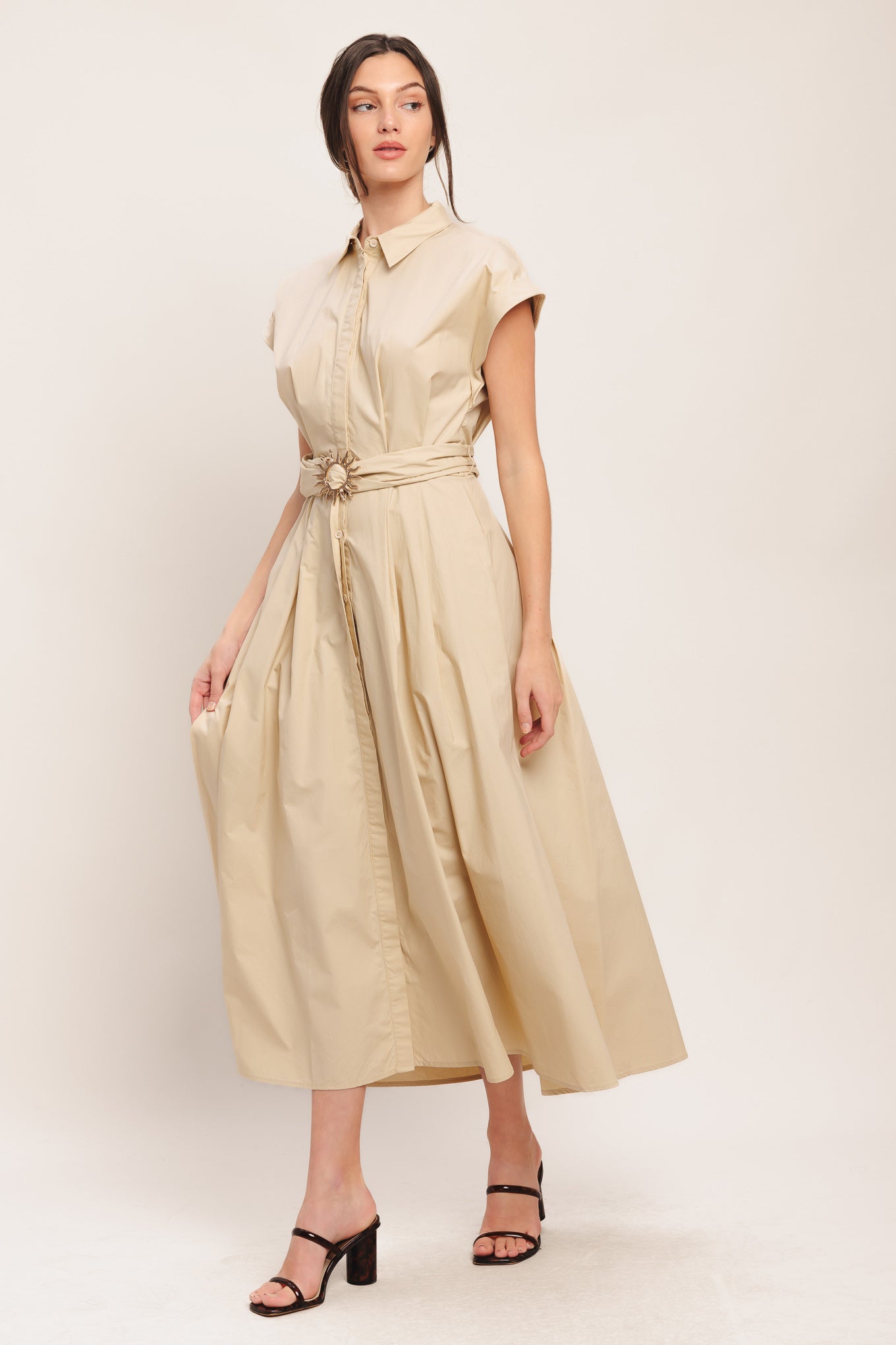 BARE ELEGANCE WOVEN MIDI DRESS