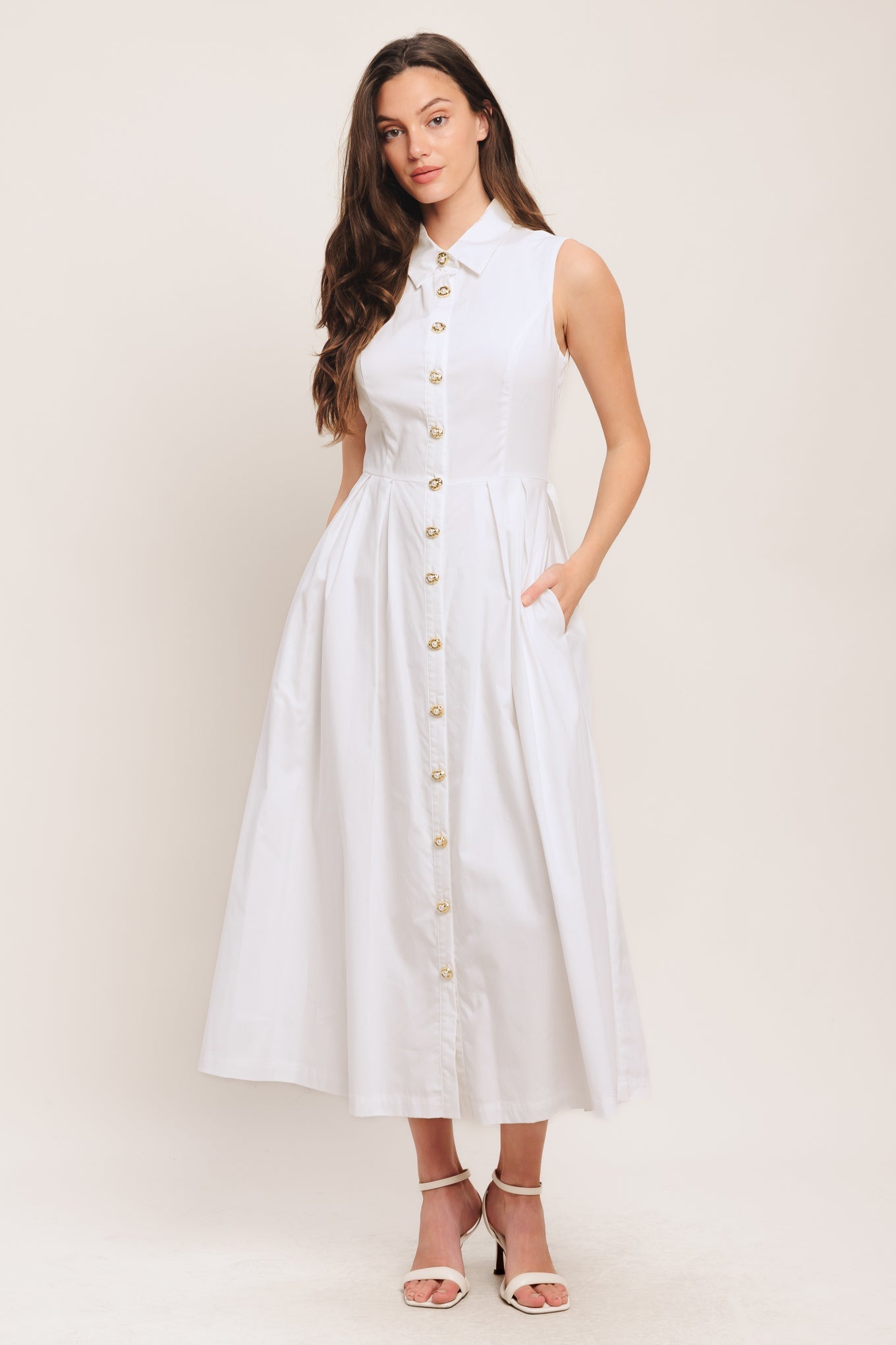 HEART OF WHITE WOVEN MIDI DRESS