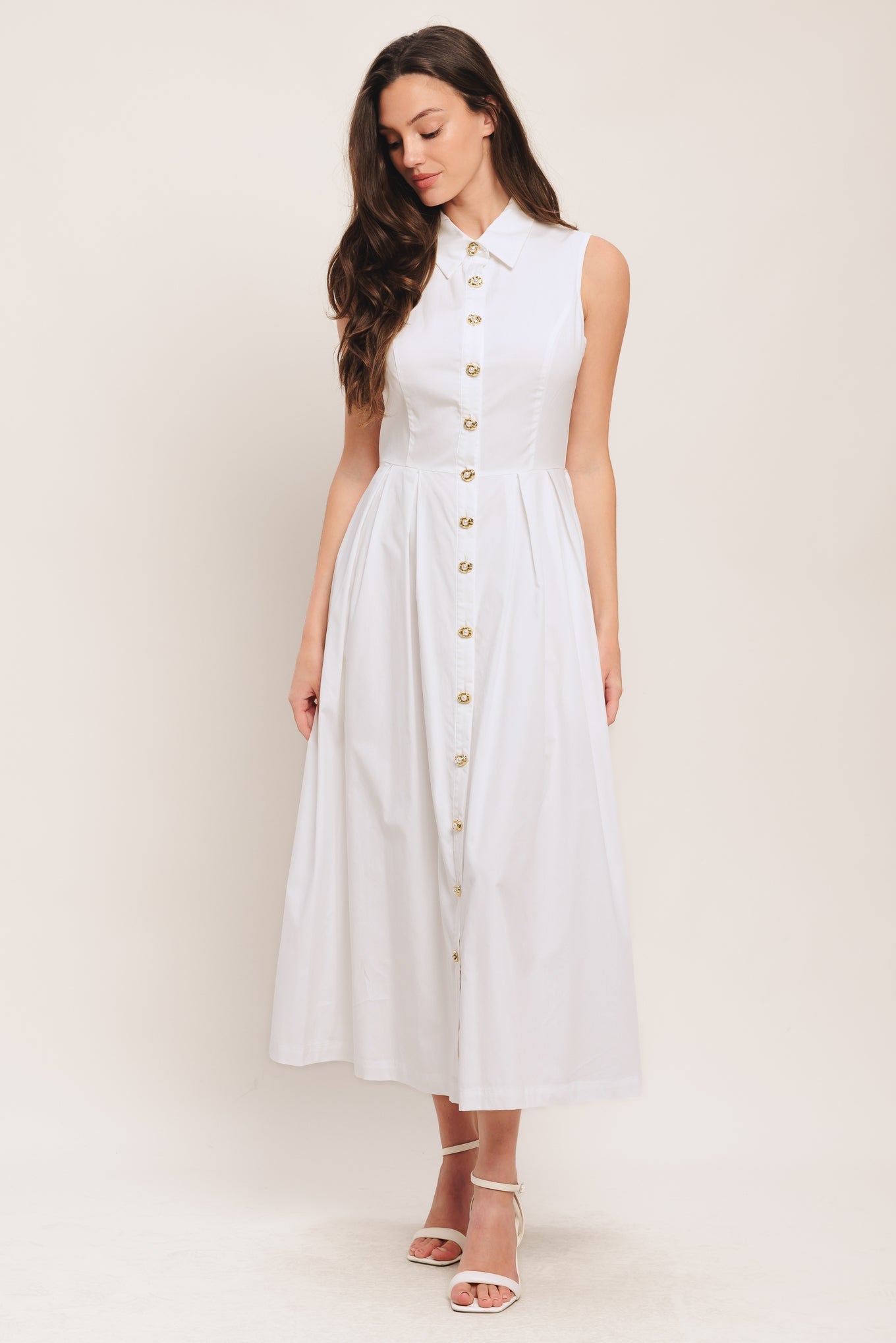 HEART OF WHITE WOVEN MIDI DRESS
