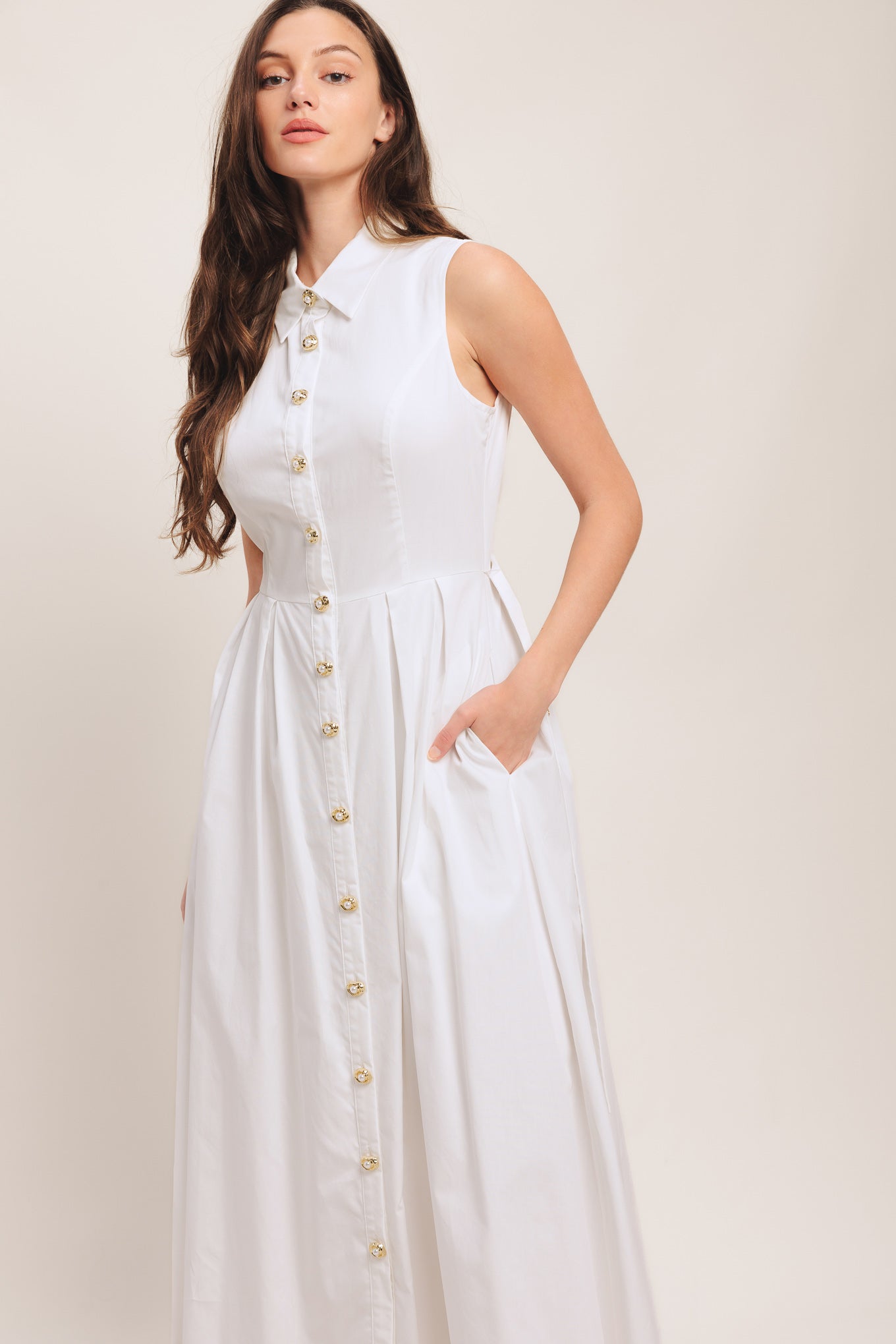 HEART OF WHITE WOVEN MIDI DRESS