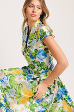 FRESH CANVAS FLORAL WOVEN MIDI DRESS