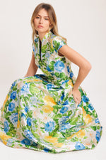 FRESH CANVAS FLORAL WOVEN MIDI DRESS