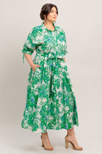 SIMPLY IN BLOOM WOVEN MIDI SHIRT DRESS