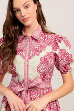 TEA AT NOON PAISLEY WOVEN MINI DRESS