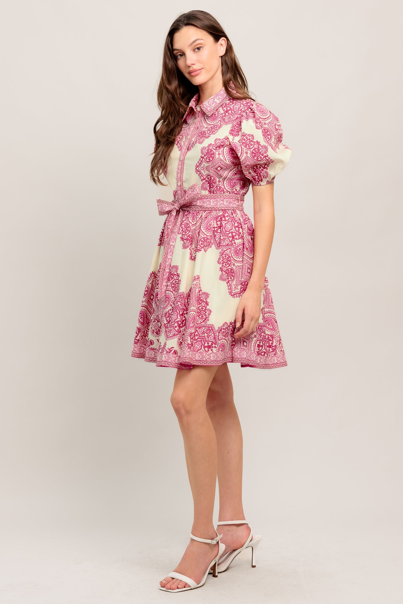 TEA AT NOON PAISLEY WOVEN MINI DRESS
