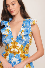 BAROQUE BLOOM WOVEN MIDI DRESS