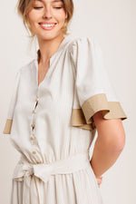 PARIS MORNING TAUPE WOVEN MIDI DRESS Flying Tomato