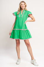 PRETTY IN GREEN WOVEN MINI DRESS