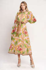 GOLDEN GARDEN PARTY WOVEN MIDI DRESS