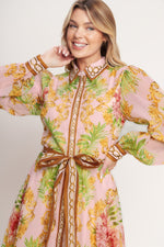 GOLDEN GARDEN PARTY WOVEN MIDI DRESS