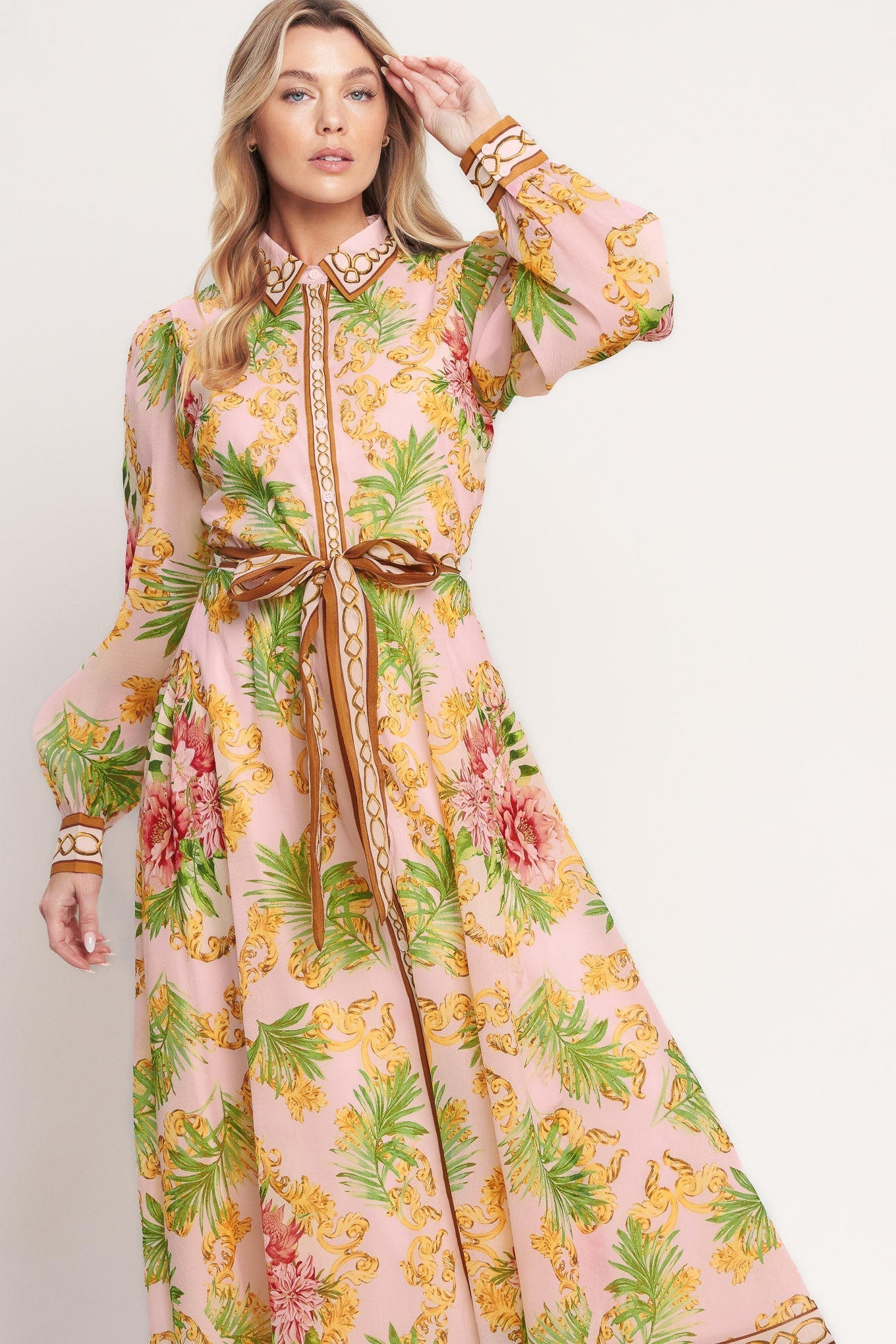 GOLDEN GARDEN PARTY WOVEN MIDI DRESS