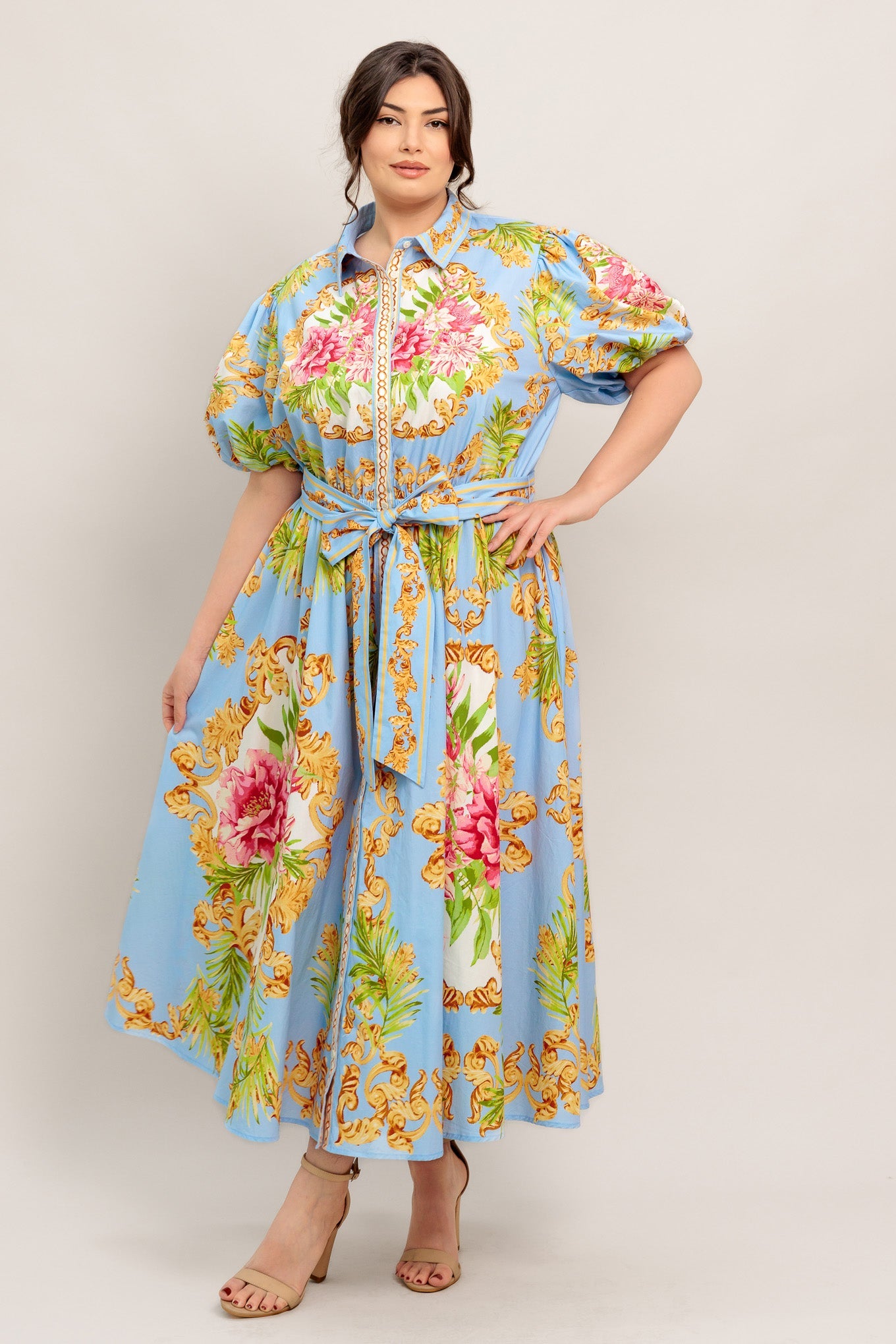 BLUE PALACE WOVEN MIDI DRESS