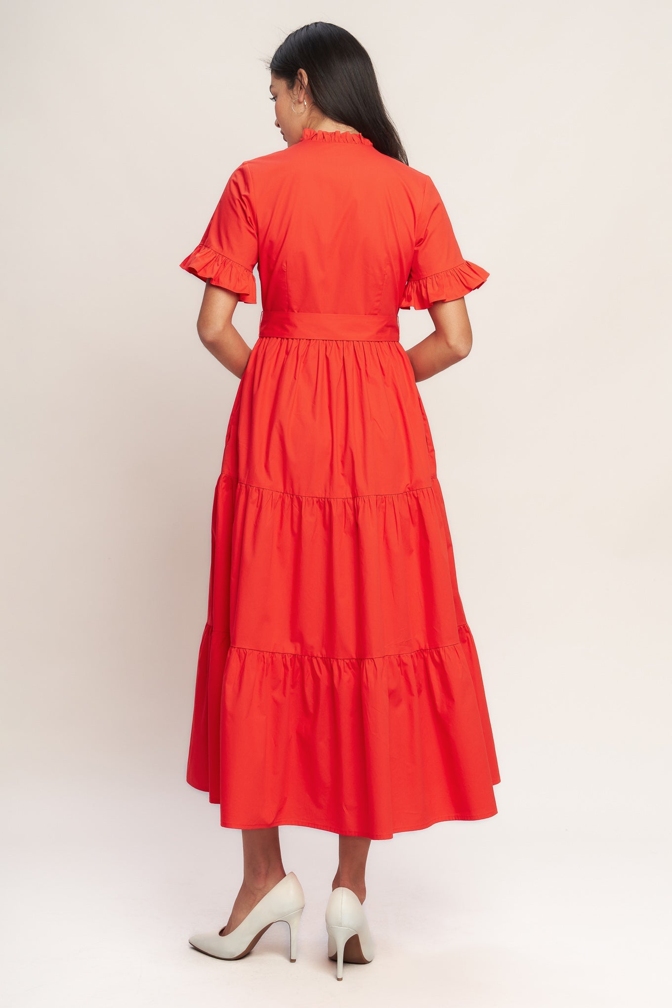 FEELS LIKE A COMPLIMENT WOVEN MIDI DRESS Flying Tomato