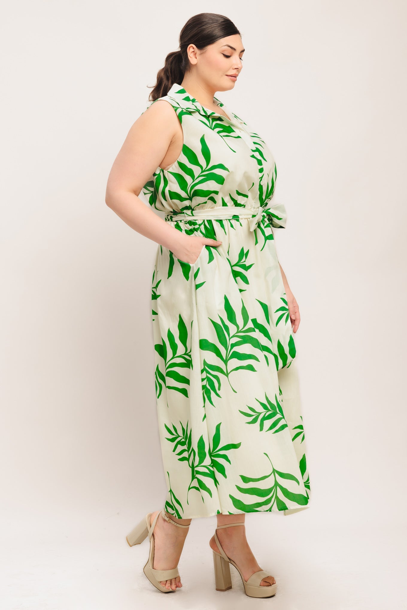 GREEN DAYDREAM WOVEN MIDI DRESS Flying Tomato
