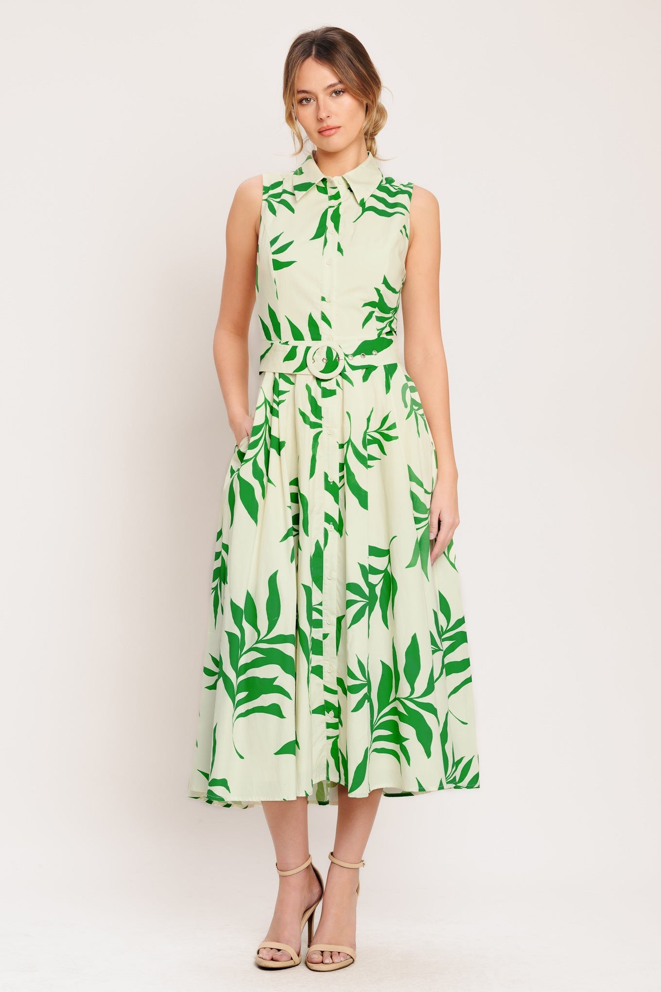 GREEN DAYDREAM WOVEN MIDI DRESS Flying Tomato