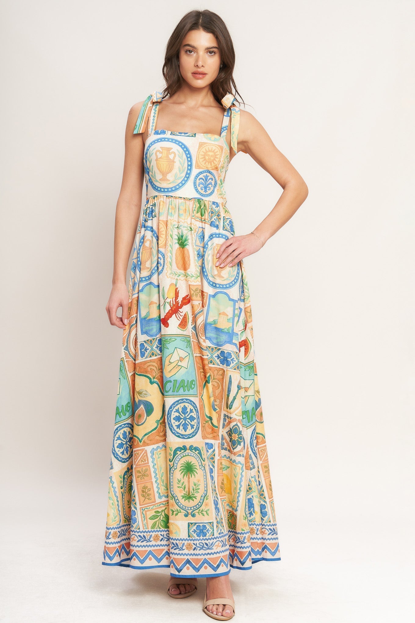 AMALFI POSTCARD WOVEN MAXI DRESS Flying Tomato