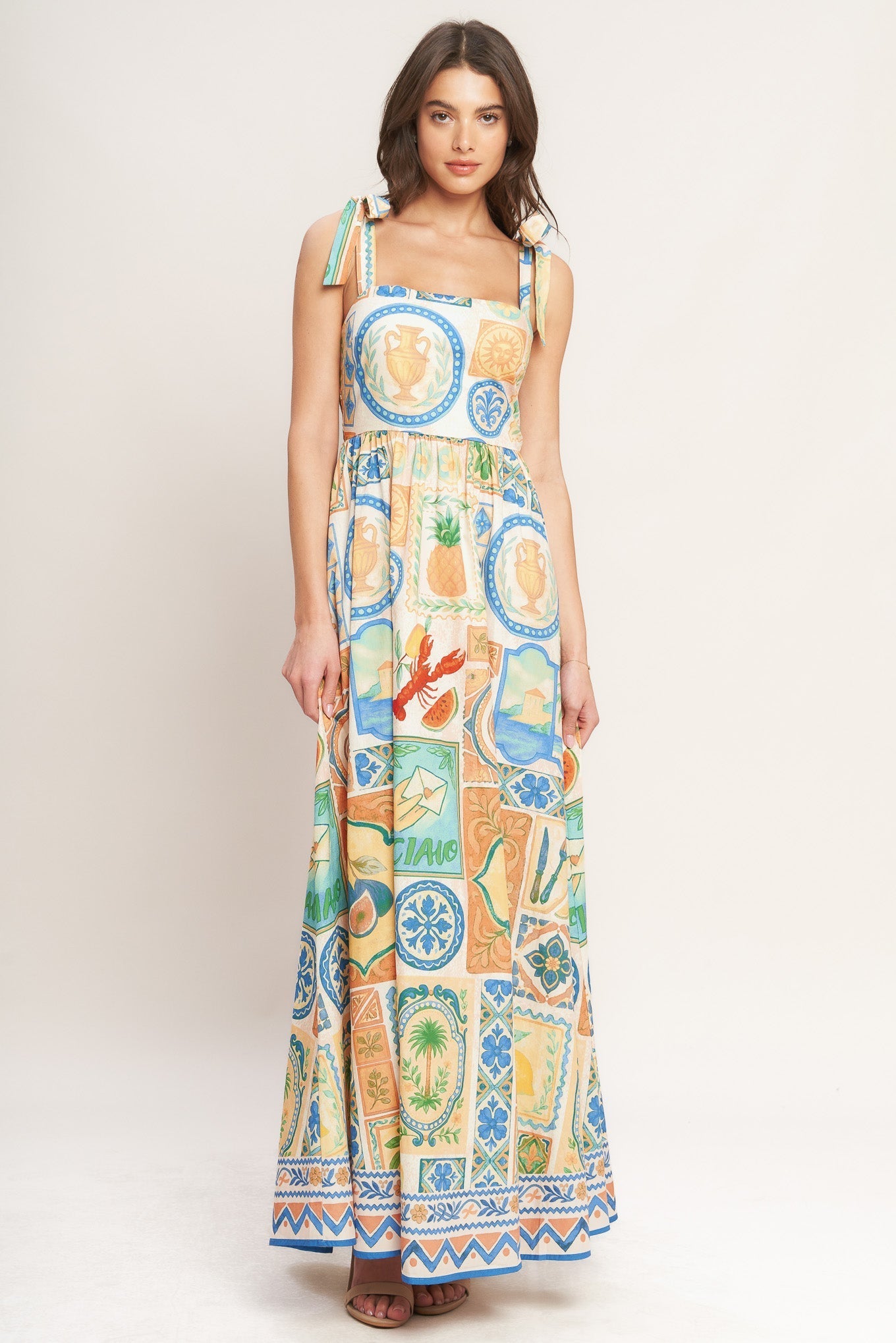 AMALFI POSTCARD WOVEN MAXI DRESS Flying Tomato