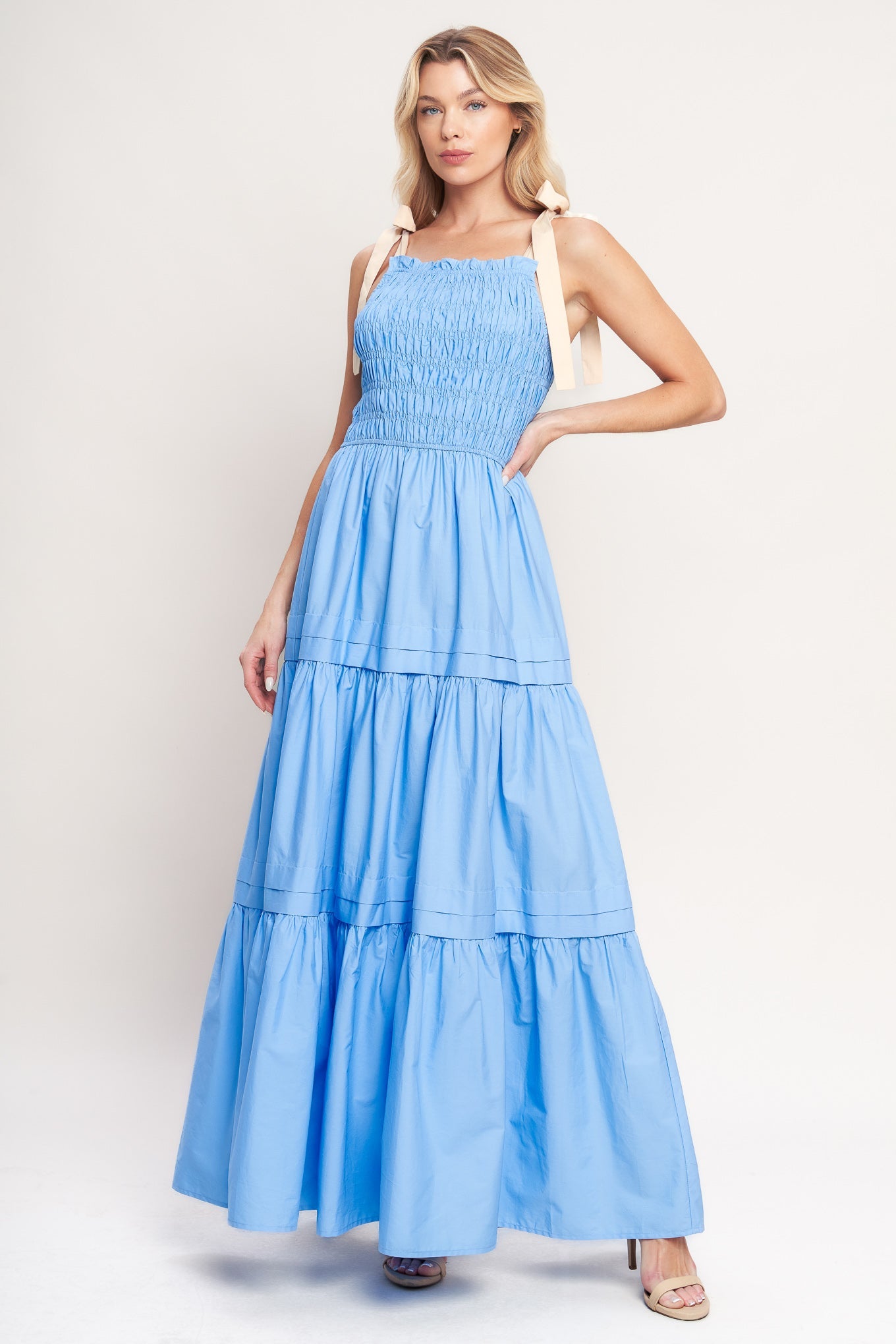 SWEET SERENITY TIERED WOVEN MAXI DRESS