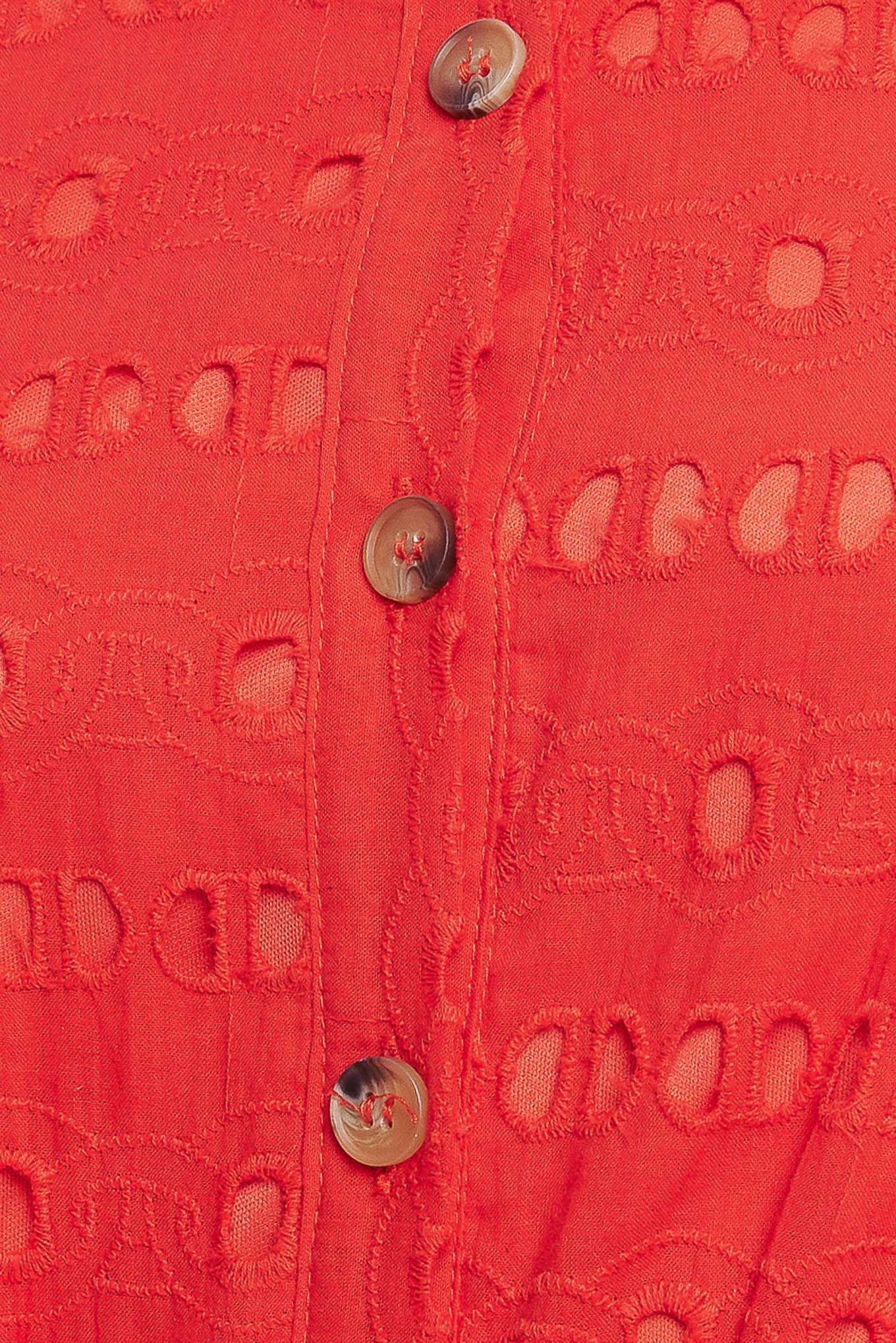 POWER SCARLET WOVEN EYELET MIDI DRESS