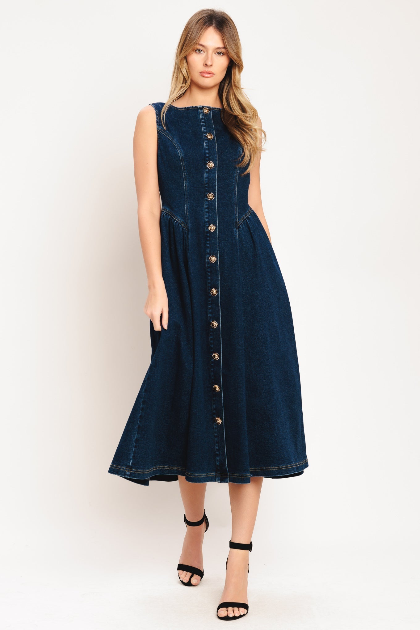 EFFORTLESS POLISH DENIM MIDI DRESS Flying Tomato