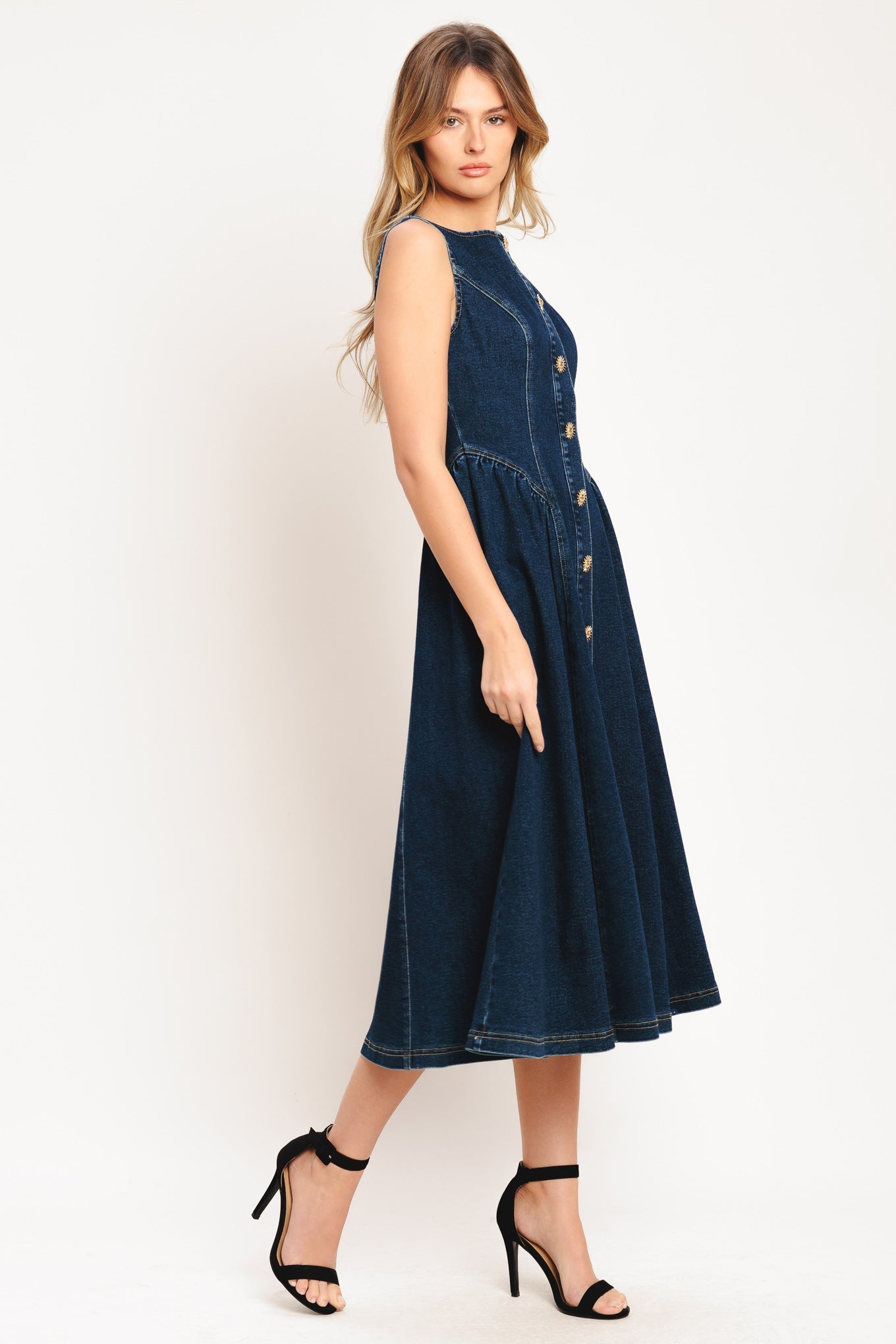 EFFORTLESS POLISH DENIM MIDI DRESS Flying Tomato