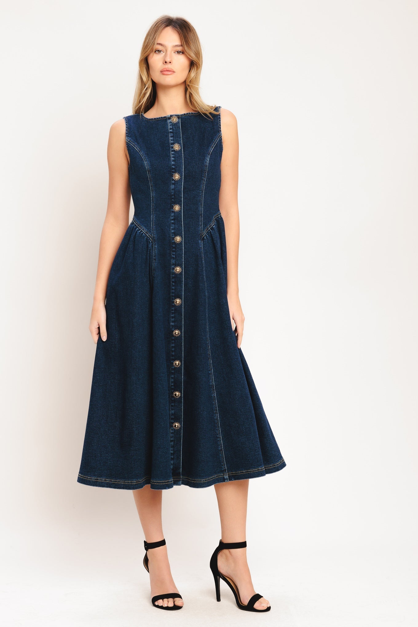 EFFORTLESS POLISH DENIM MIDI DRESS Flying Tomato