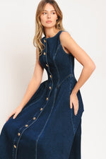 EFFORTLESS POLISH DENIM MIDI DRESS Flying Tomato