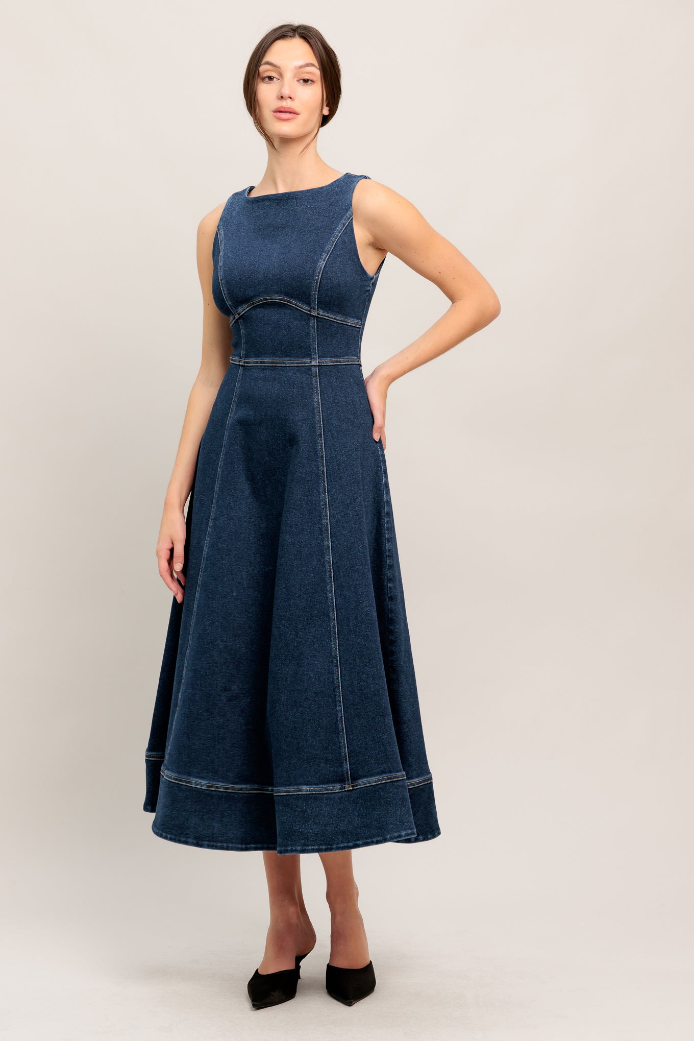 SIMPLE STATEMENT DENIM DENIM MIDI DRESS Flying Tomato