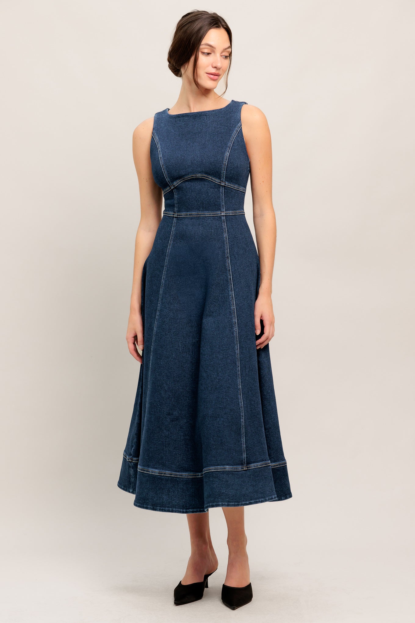 SIMPLE STATEMENT DENIM DENIM MIDI DRESS Flying Tomato