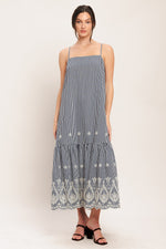 STRIPE COVE WOVEN MIDI DRESS
