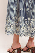 STRIPE COVE WOVEN MIDI DRESS