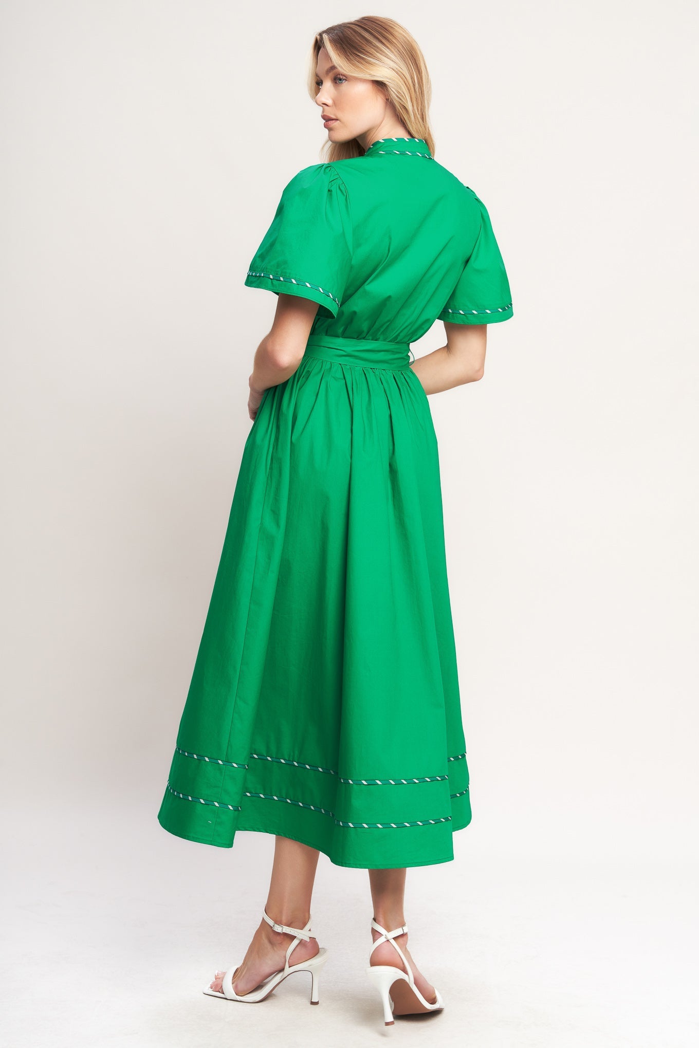 EVERGREEN ROMANCE WOVEN MIDI DRESS