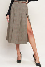BRITISH TRACE WOVEN MIDI SKIRT