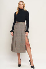 BRITISH TRACE WOVEN MIDI SKIRT