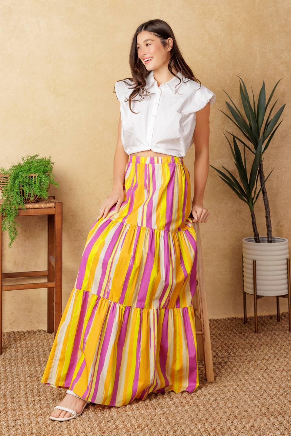 LIGHT UP MY LIFE POPLIN MAXI SKIRT - By Baano