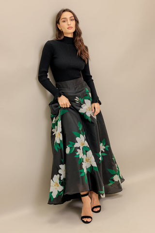ELEGANT WILDFLOWER WOVEN MAXI SKIRT - By Baano