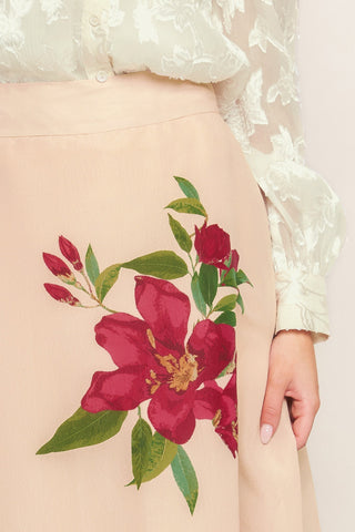 ELEGANT WILDFLOWER BLUSH WOVEN MAXI SKIRT - By Baano