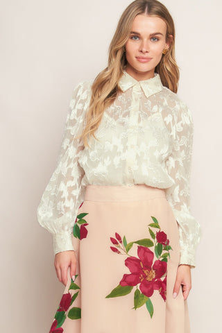 ELEGANT WILDFLOWER BLUSH WOVEN MAXI SKIRT - By Baano