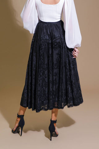 EASE MY MIND VELVET MIDI SKIRT - By Baano