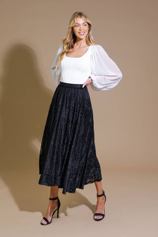 EASE MY MIND VELVET MIDI SKIRT - By Baano