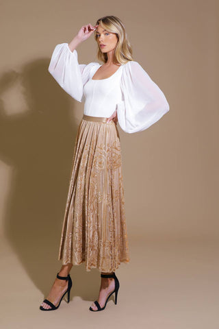 EASE MY MIND VELVET MIDI SKIRT - By Baano