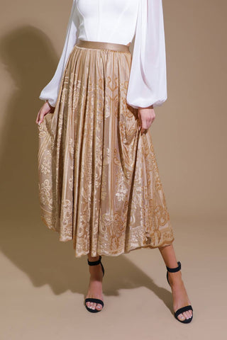EASE MY MIND VELVET MIDI SKIRT - By Baano