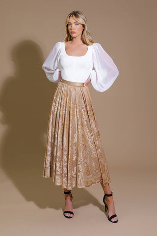 EASE MY MIND VELVET MIDI SKIRT - By Baano