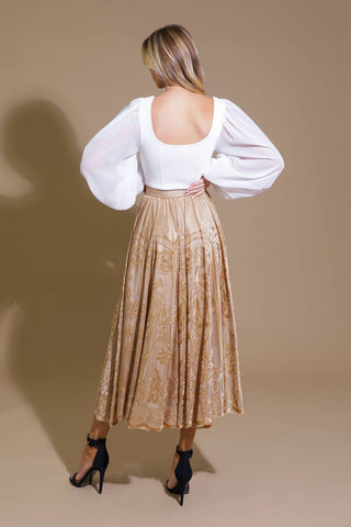 EASE MY MIND VELVET MIDI SKIRT - By Baano