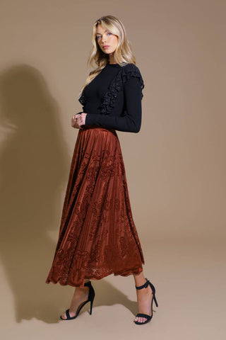 EASE MY MIND VELVET MIDI SKIRT - By Baano