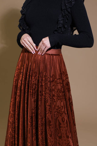 EASE MY MIND VELVET MIDI SKIRT - By Baano